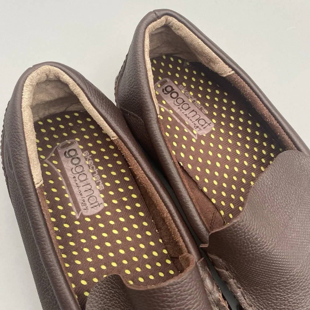 Skechers Mens Size‎ 13 On The Go BIONIC MOC Brown Leather Shoes Goga Mat